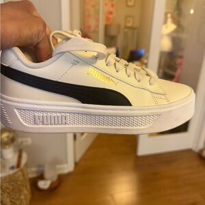 Puma White and Black Platform Sneakers